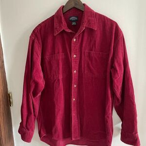 Red corduroy shacket‎